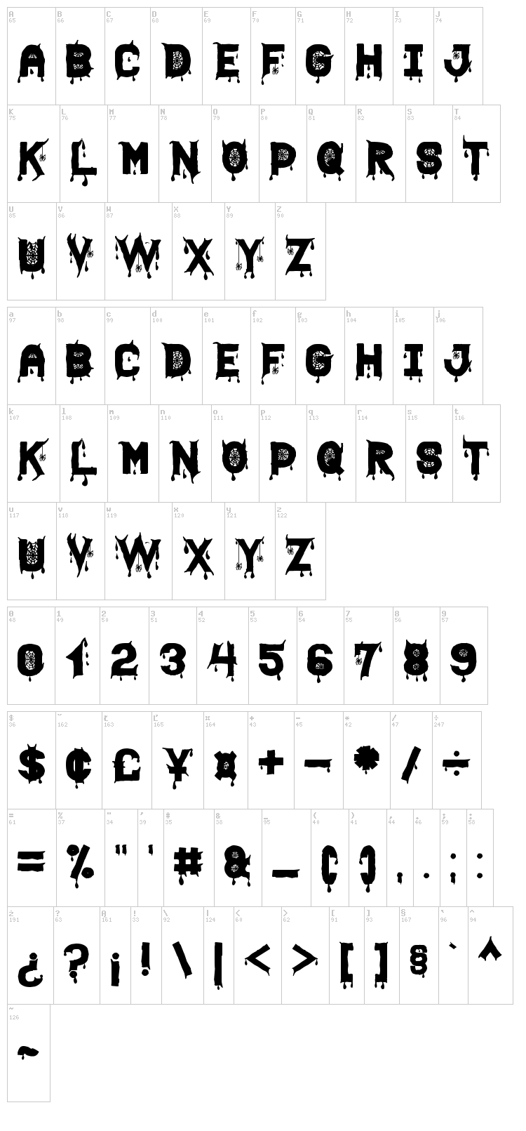 Halloween Scare St font map